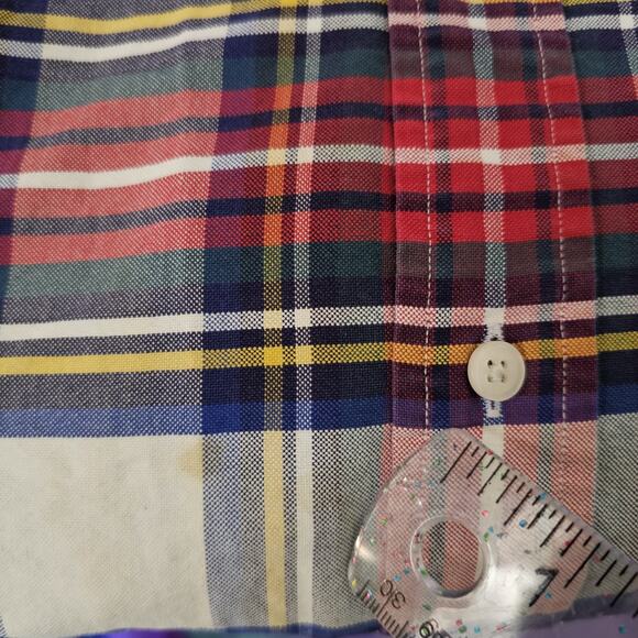 Vtg Tommy Hilfiger Button Down Green Red Plaid Shirt Sz L 90s Classic Preppy - Picture 5 of 5